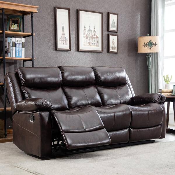 brown leather recliner 3 seater