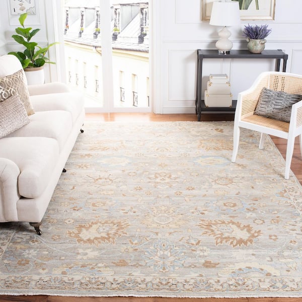 Oushak 10 ft. x 14 ft. Gray/Ivory Oriental Area Rug