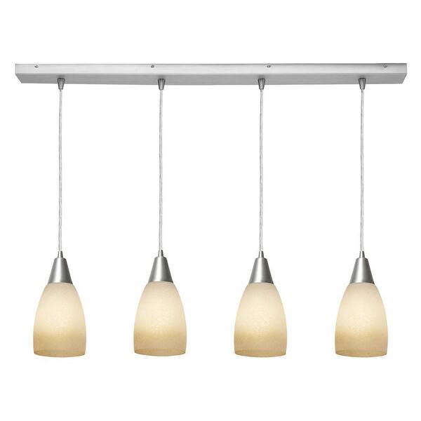 Access Lighting 4-Light Pendant Brushed Steel Finish French Amber Glass-DISCONTINUED