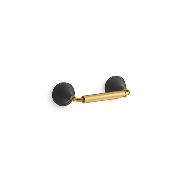 KOHLER Tone Pivoting Toilet Paper Holder in Matte Black with Moderne Brass