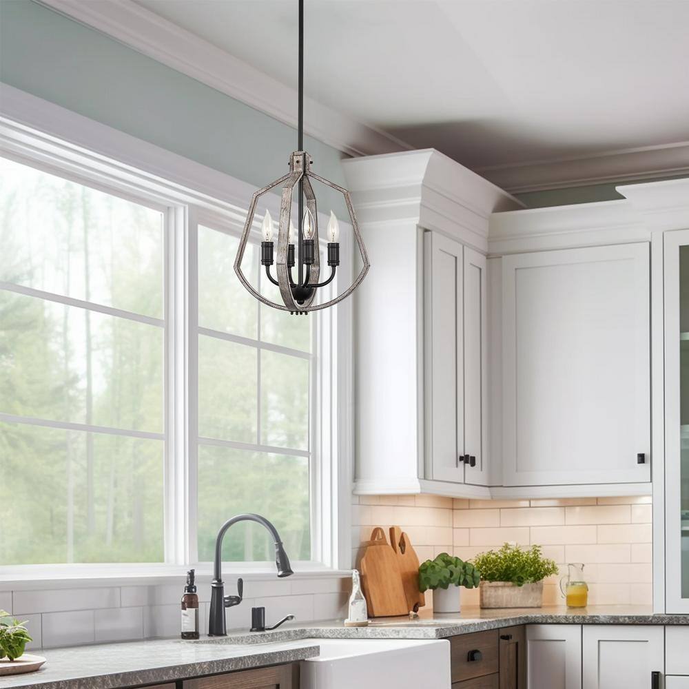Augusta 17" Black and Light Cedar Wood Farmhouse Pendant Light