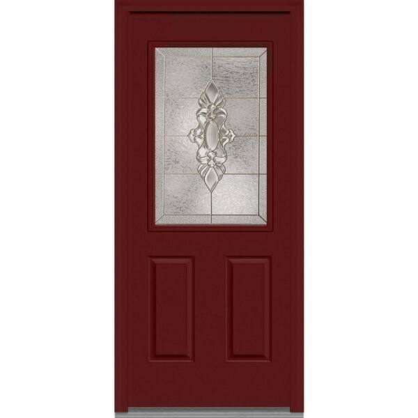 MMI Door 34 in. x 80 in. Heirloom Master Left-Hand 1/2-Lite Decorative 2-Panel Painted Fiberglass Smooth Prehung Front Door
