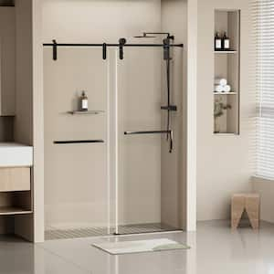 56 in. to 60 in. W x 76 in. H Single Sliding Frameless Shower Door in Matte Black Finish w/ 5/16" (8 mm) Tempered Glass