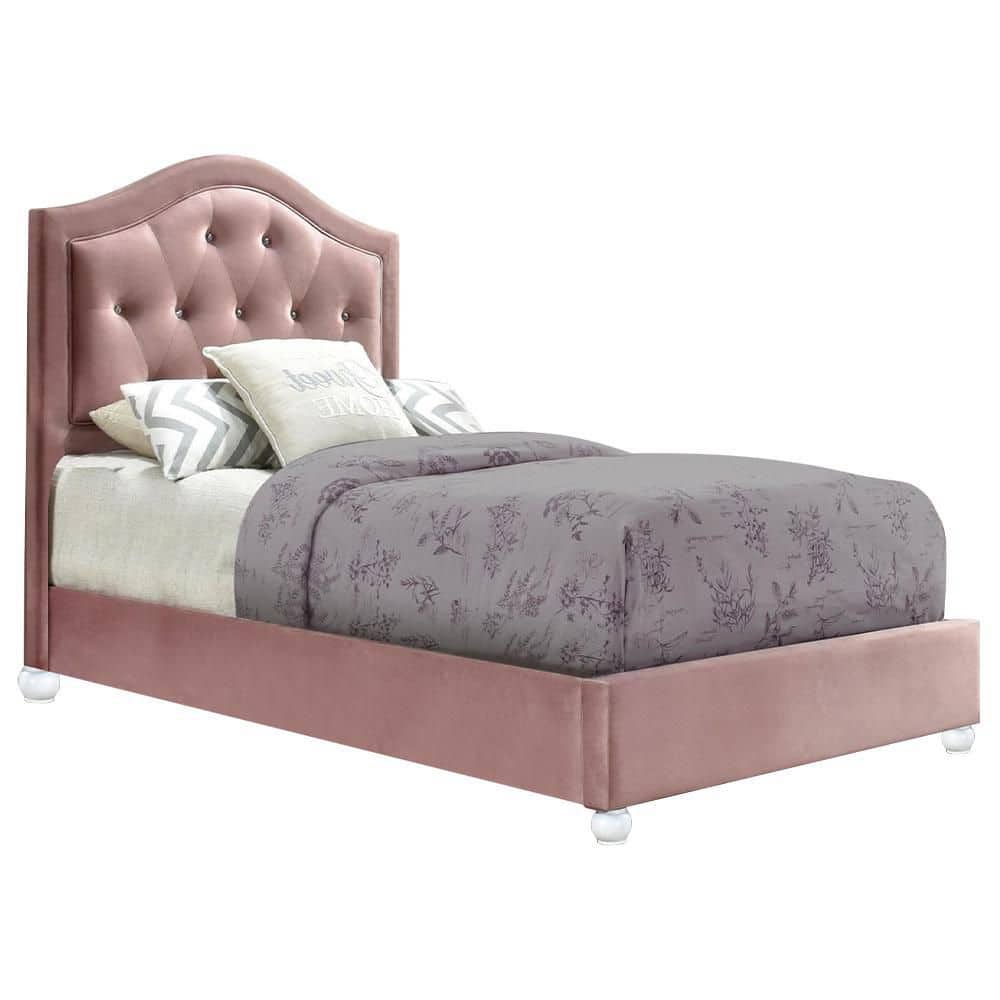 Reggie Pink Twin Upholstered Platform Bed with Storage