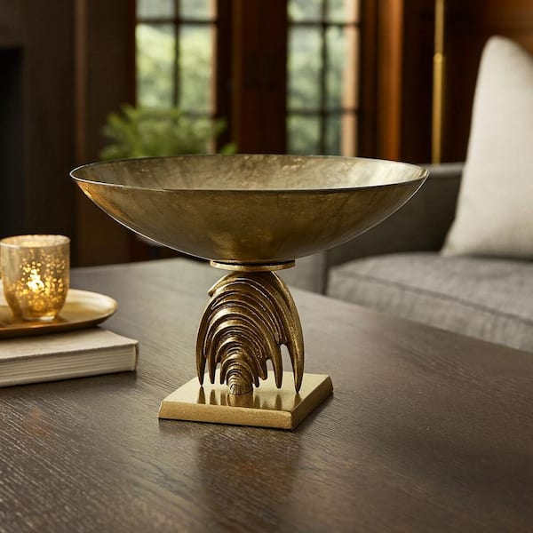 castellousa Gold Decorative Round Aluminum Metal Entryway Bowl