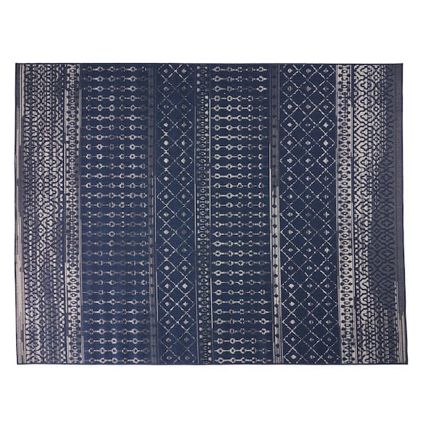 Noble House Castellina Navy Blue/Ivory 8 ft. x 10 ft. Indoor/Outdoor Patio Area Rug