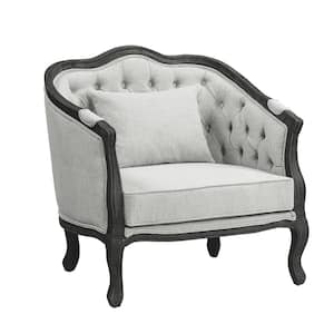 Samael Gray Linen and Dark Brown Finish Side Chair