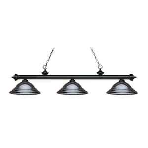 Riviera 3-Light Matte Black Billiard Light with Gun Metal Shades with No Bulbs Included