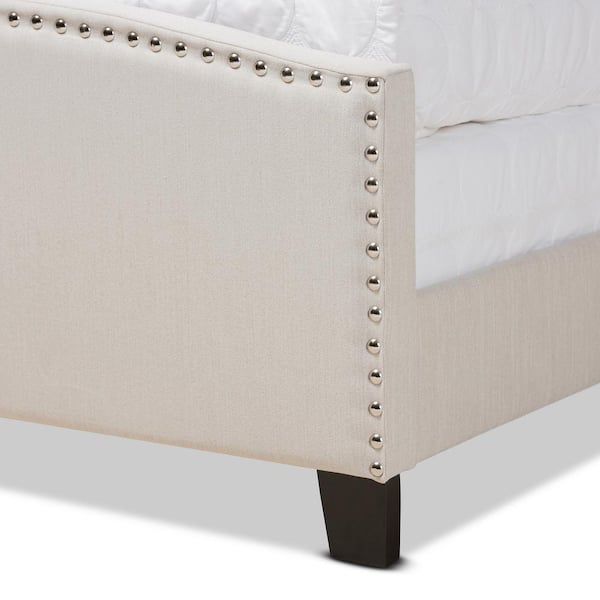 Baxton Studio Morgan Beige Queen Size Panel Bed 162 10312 HD The