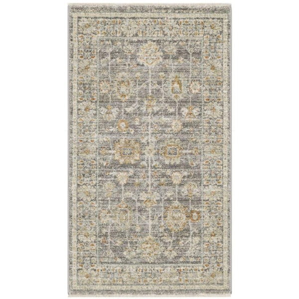 Nourison Traditional Home Grey 3 ft. x 5 ft. Distressed Traditional Area Rug