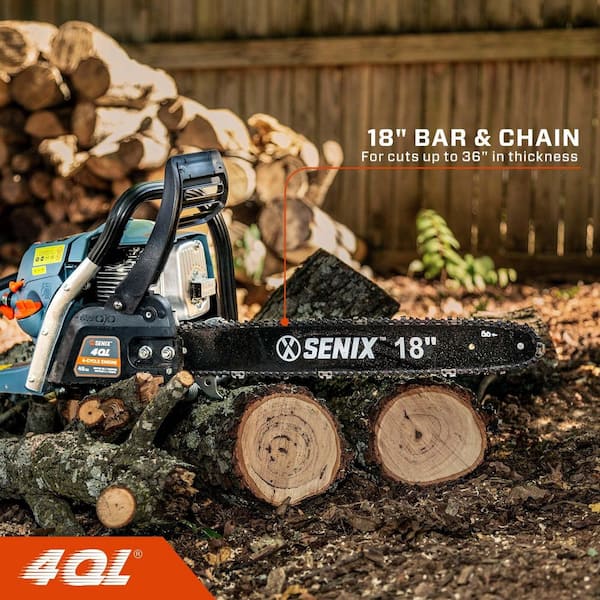 Senix 4QL 49cc Gas 4-Cycle Rear Handle Chainsaw with 18-inch Bar