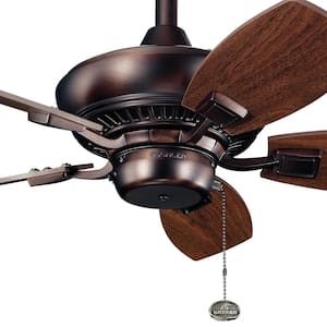 Canfield 30 in. Indoor/Outdoor Oil Brushed Bronze Downrod Mount Ceiling Fan with Pull Chain for Covered Patios