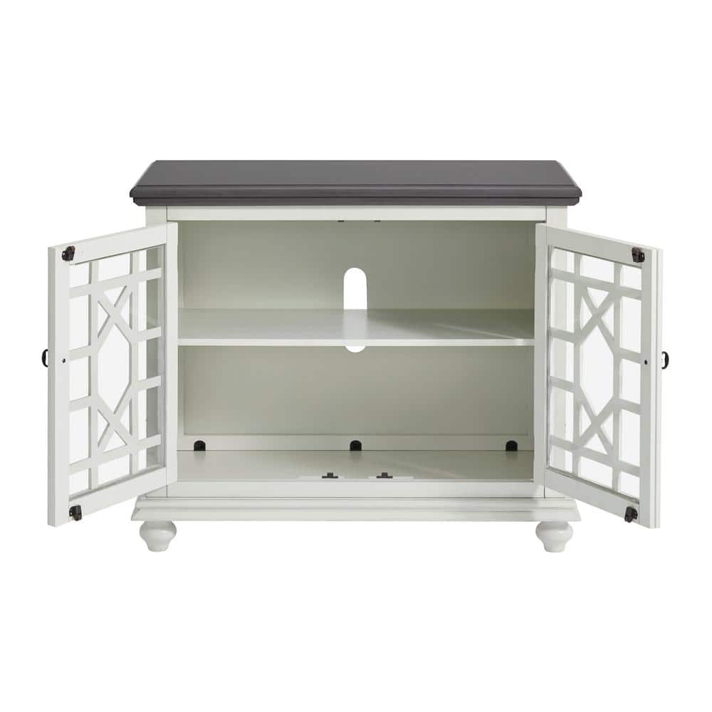 Parisian Antique Market Inspired White and Gray TV Stand