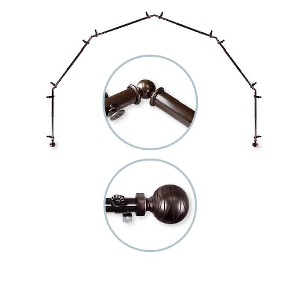 Rod Desyne Arman 6-Sided 13/16 in. Dia Bay Window Single Curtain Rod in Cocoa