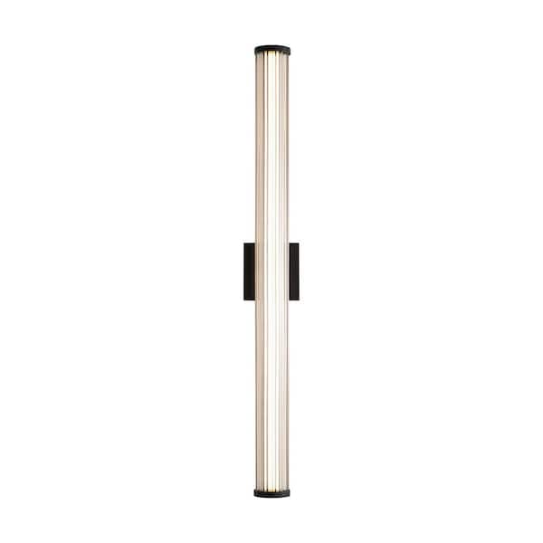 Rodara 36 in. Matte Black Outdoor Hardwired Wall Sconce with LED Bulbs Included