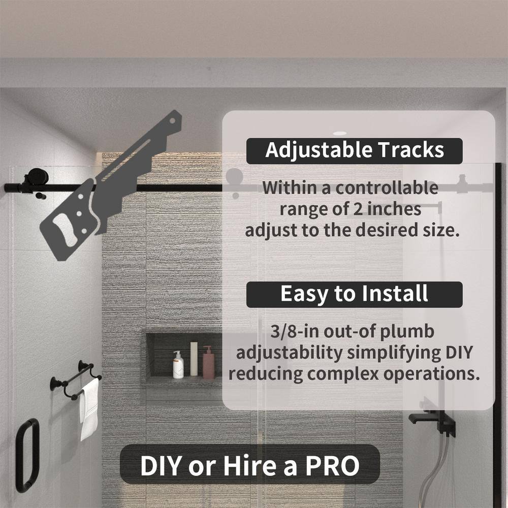 60'' Matte Black Semi-Frameless Sliding Tub Door with Clear Glass