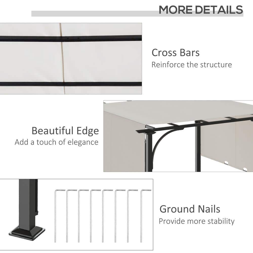 Outsunny 10' x 10' White Steel Frame Patio Pergola