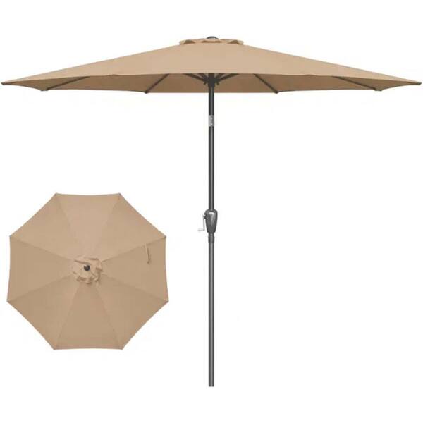 Tenleaf 9 ft. Aluminum Market Push Button Patio Umbrella in Green with 8 Sturdy Ribs