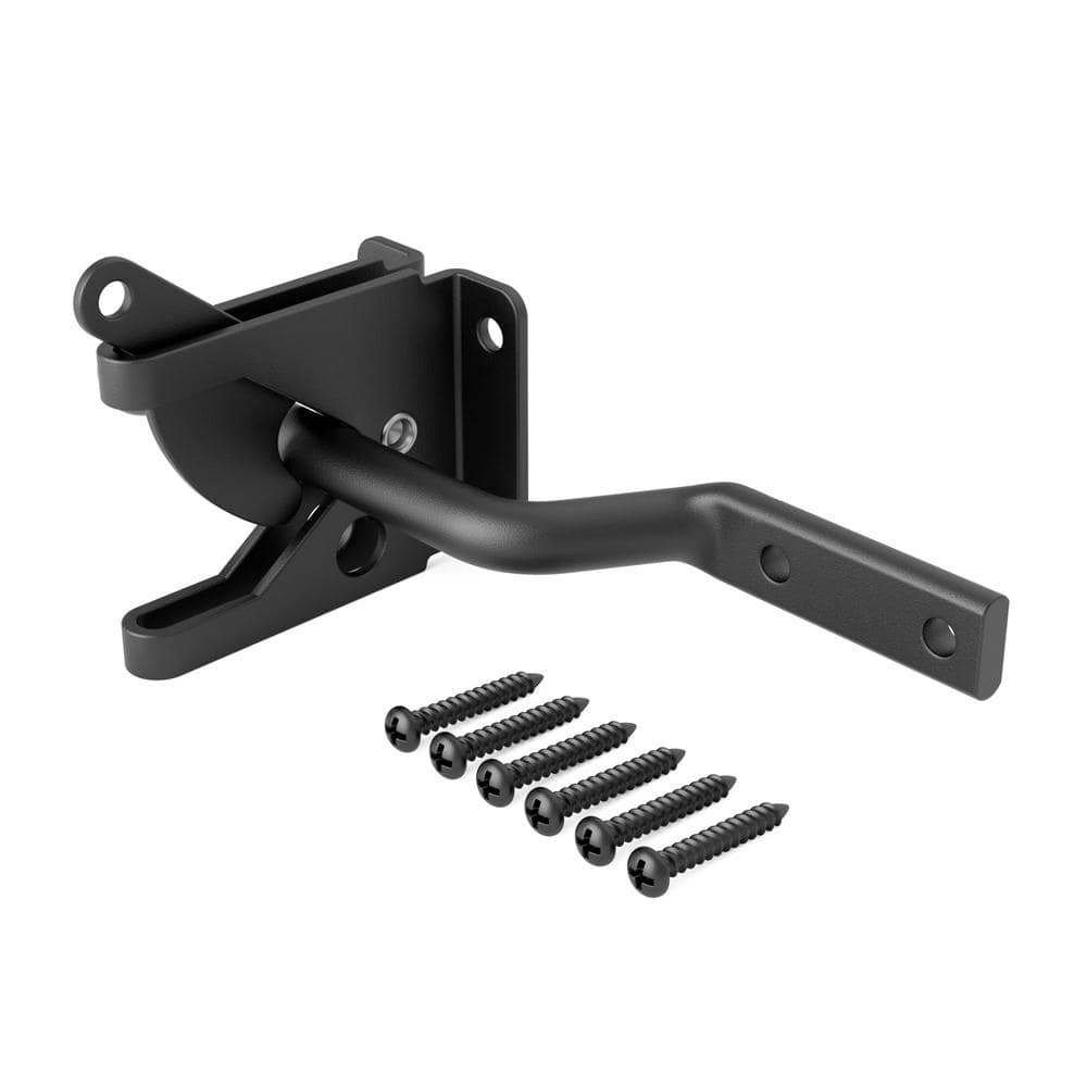 WINSOON 5.8 in. Black HeavyDuty Selfadjusting Gravity Gate Latch