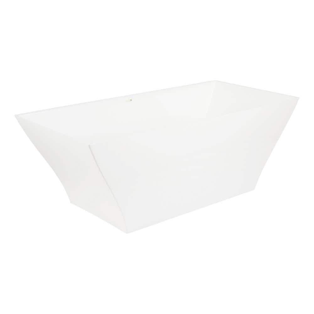 Carraway 66'' Glossy White Solid Surface Freestanding Bathtub