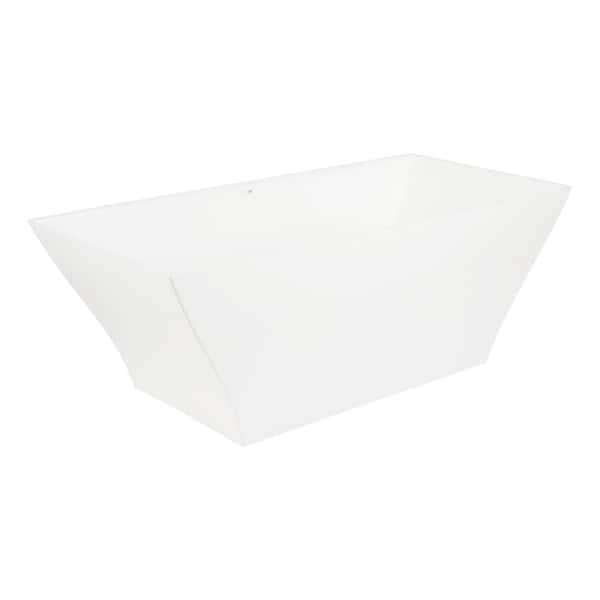 SIGNATURE HARDWARE Carraway 66 in. x 32 in. Soaking Bathtub with Center Drain in White/Gloss