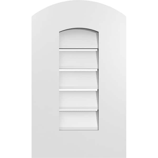 Ekena Millwork 12 in. x 18 in. Arch Top Surface Mount PVC Gable Vent: Decorative with Standard Frame