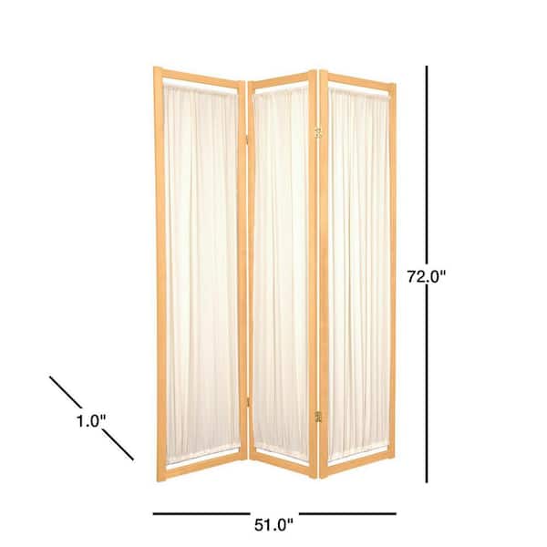 6 ft. Natural 3-Panel Room Divider