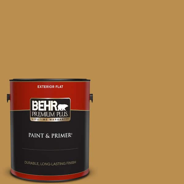 BEHR PREMIUM PLUS 1 gal. #320D-6 Lion Mane Flat Exterior Paint & Primer