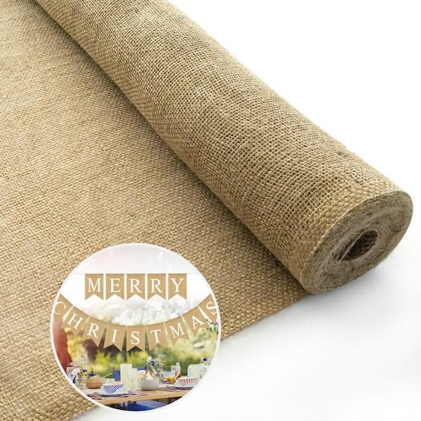 Wellco 5 ft. x 15 ft. 5.3 oz. Natural Burlap Fabric Accessory for DIY Holiday Decorations, Christmas Tree Gift Wrapping