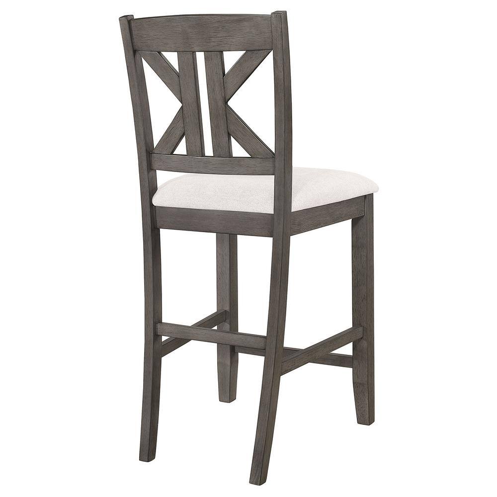 Athens Gray Wood Counter Height Stools with Cream Upholstered Seat, Set of 2