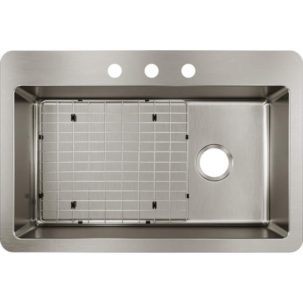 Avenue 33 in. Drop-In/Undermount Single Bowl 18-Gauge Stainless Steel Kitchen Sink w/ Accessories -  Elkay, HDDSB33229TR3