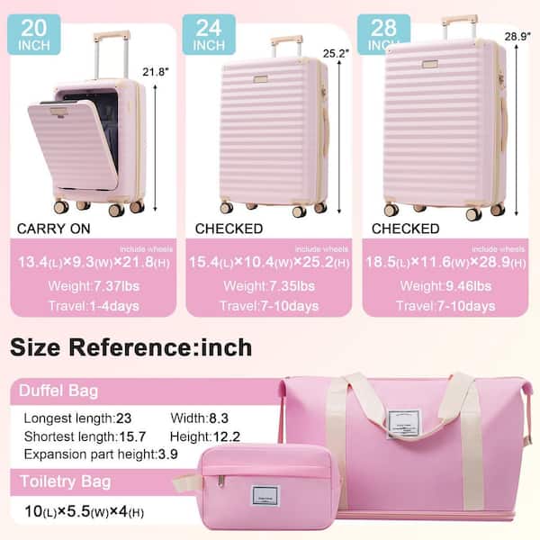 Polibi 5-Piece Pink Hardside Luggage Set w/ Spinner Wheels TSA