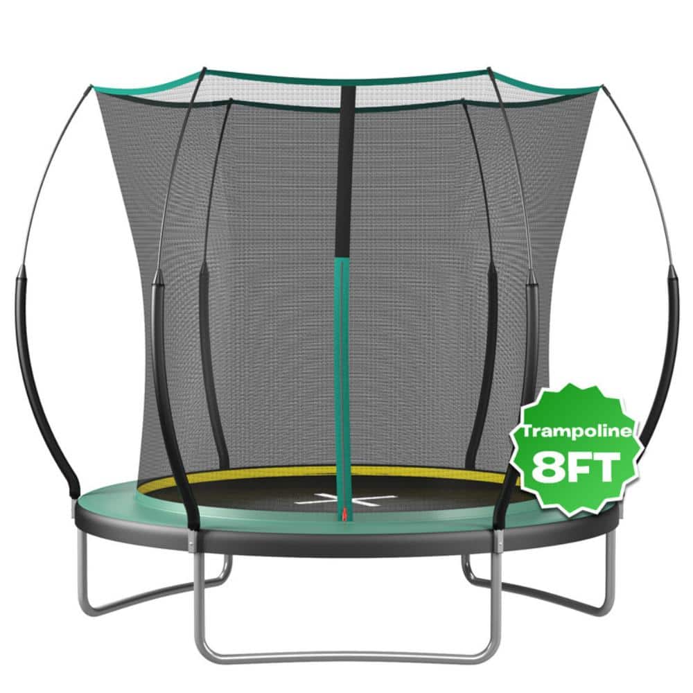 6FT Springfree Trampoline with Enclosure Net, Bungee System, No-Gap Safety Design Outdoor Trampoline for Kids Green