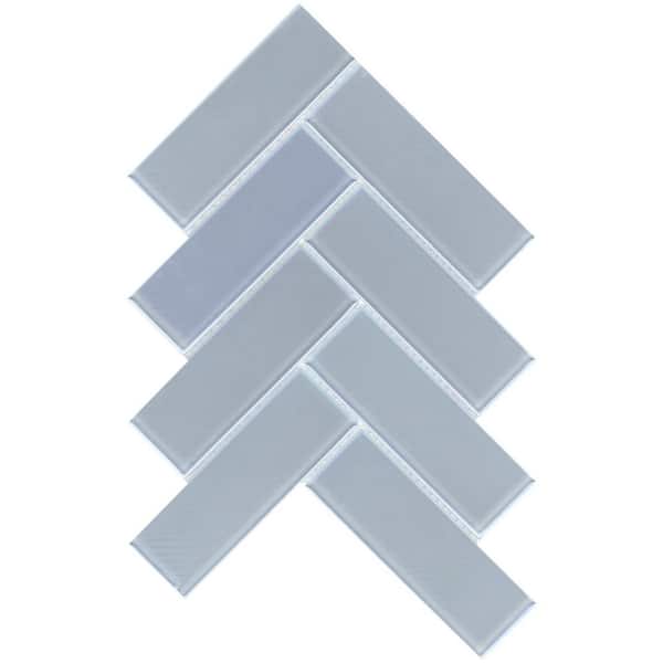 EMSER TILE Irish Optic 8.39 in. x 11.42 in. Chevron Iridescent Glass Mosaic Tile (0.665 sq. ft./Each)