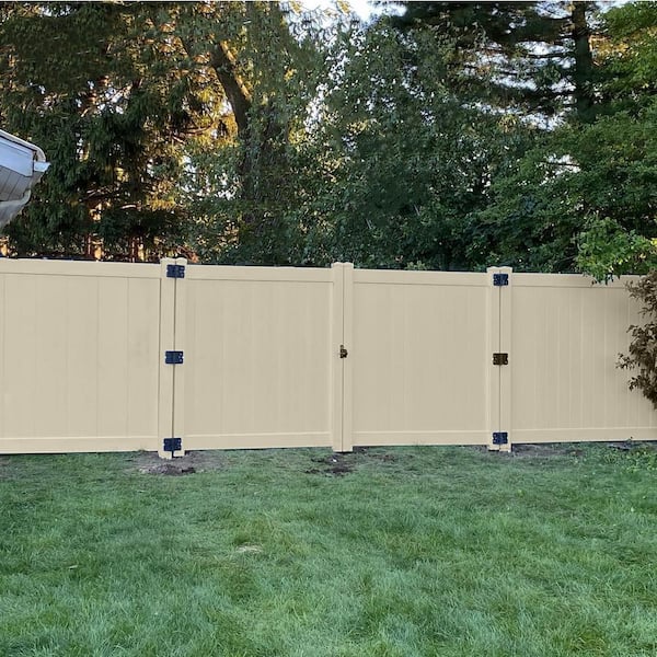 Weatherables 5 in. x 5 in. x 9 ft. Tan Vinyl Fence Gate End Post