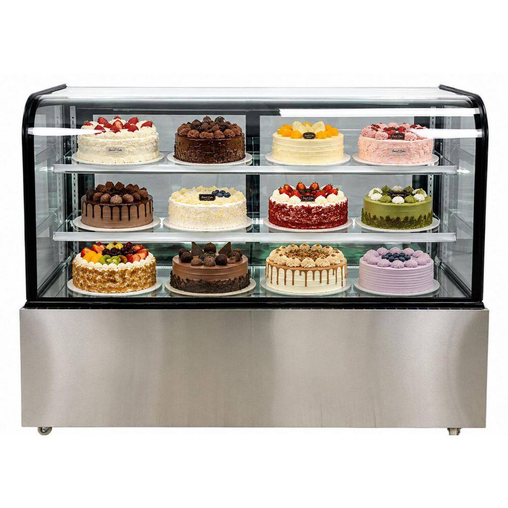 60 in. 17.7 cu. ft. Commercial Bakery Display Case Sliding 2-Door Glass Front Refrigerator in Stainless Steel