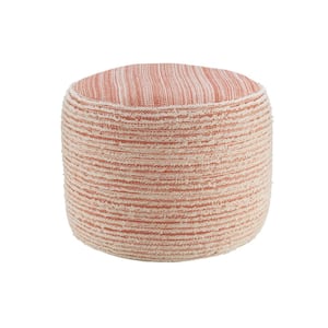 Amelia Pink Polyester Round Accent Ottoman