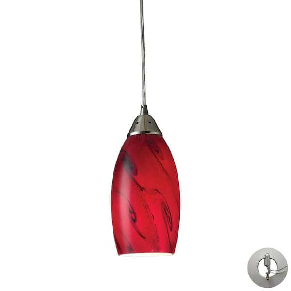 Titan Lighting Graton 1-Light Satin Nickel Mini Pendant Light with Glass Shade