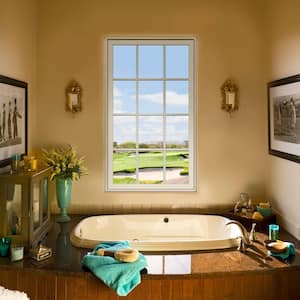 24 in. x 36 in. V-4500 Series Black FiniShield Vinyl Fixed Picture Window with Colonial Grids/Grilles