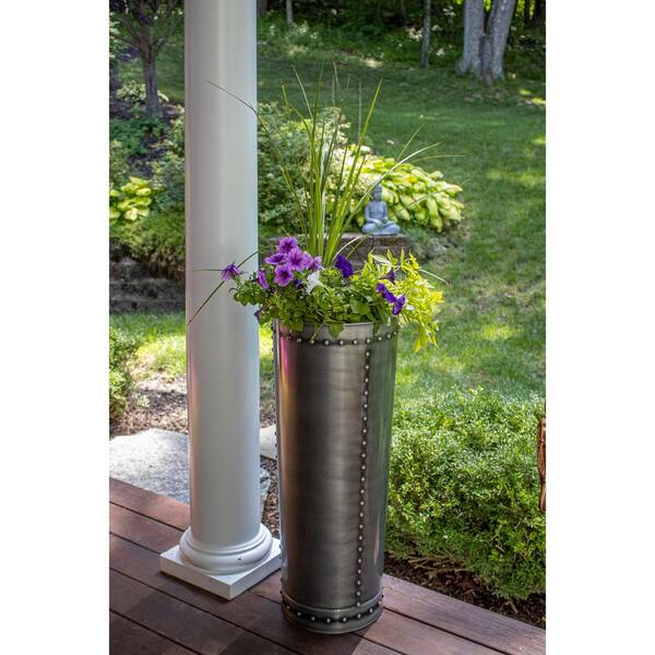 Good Directions Unique Tall Riveted Zinc Planter For Outdoor Or Indoor Use Garden Deck And Patio P31z The Home Depot Outdoor Or Indoor Use Garden Deck, Unique Outdoor Plant Pots