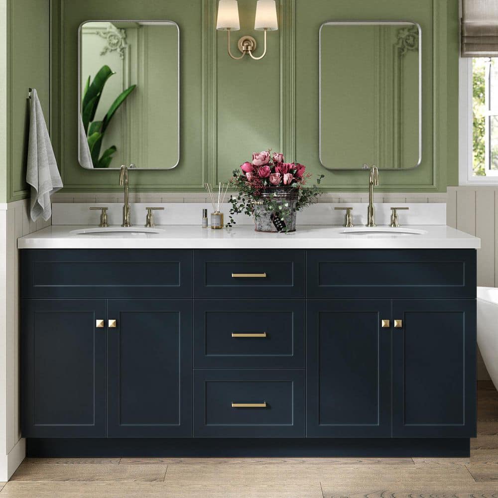 ARIEL Hamlet 72 in. Double Sink Freestanding Bathroom Vanity in