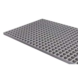 Fiberglass Molded Grating Composite for Floors Outdoor Drain Cover Deck Tile, 1.5x1.5x1in, 2x2ft, Gray, Gritted