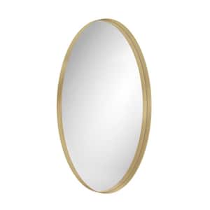 18.00 in. W x 28 in. H Small Oval Metal Framed Anti-Fog Wall Bathroom Vanity Mirror in Gold