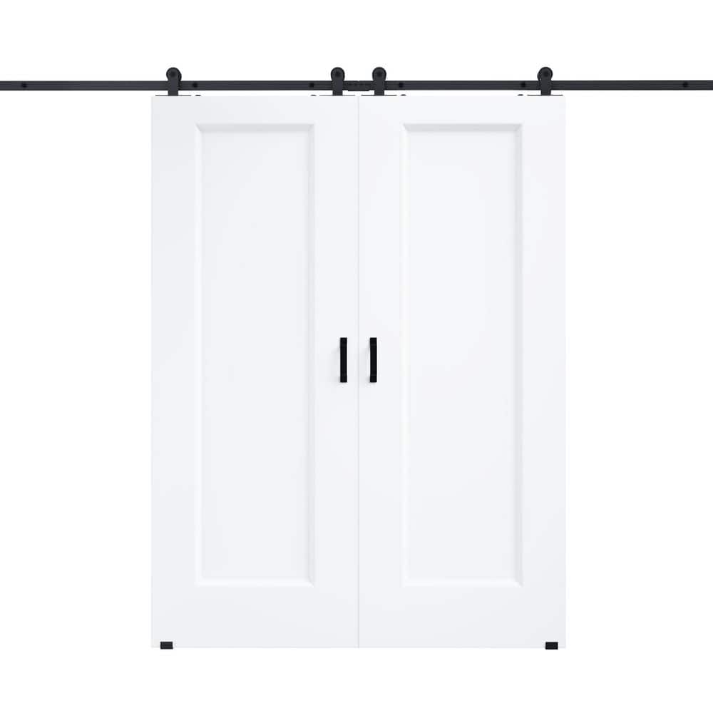 60 in. x 80 in. 1 Panel White Primed Hollow Core MDF Sliding Barn Door with T Shape Hanger Set Hardware price history on PriceWatchPro