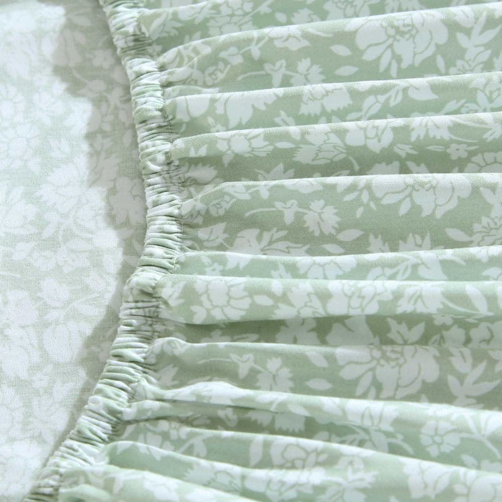 Heirloom Ditzy Green Floral Cotton Twin Sheet Set