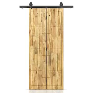 28 in. x 80 in. Hollow Core Weather Oak Stained Pine Wood Bi-fold Door with Sliding Hardware Kit