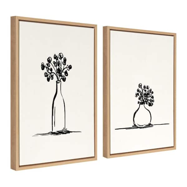 Kate and Laurel Sylvie Still Life Botanical Flower Vase 1 and 2 24 in. x 18  in. by The Creative Bunch Studio Framed Canvas Wall Art 219779 - The Home  Depot