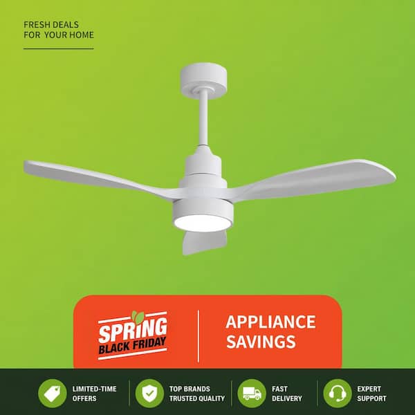 48 in. Integrated LED Indoor Downrod Mount White Standard Ceiling Fan with Dimmable Light and Remote DC Motor