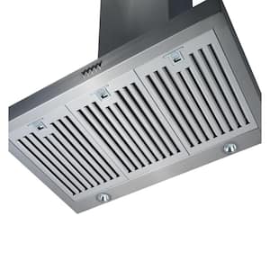 48 in. 1000 CFM Wall Canopy Ventilation Hood in Stainless Steel Wall Mounted with Lights