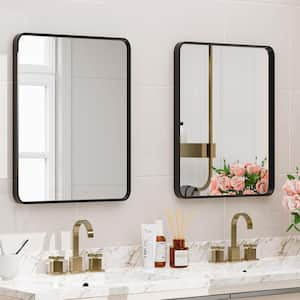 Spartan Black Frame 36 in. W x 30 in. H Modern Tempered Wall Mirror Aluminum Alloy Framed Bathroom Mirror